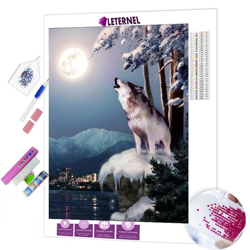 Broderie Diamant - Loup nordique