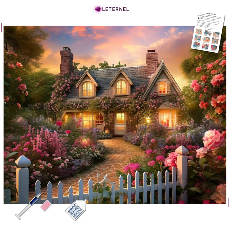 Broderie Diamant - Maison de roses