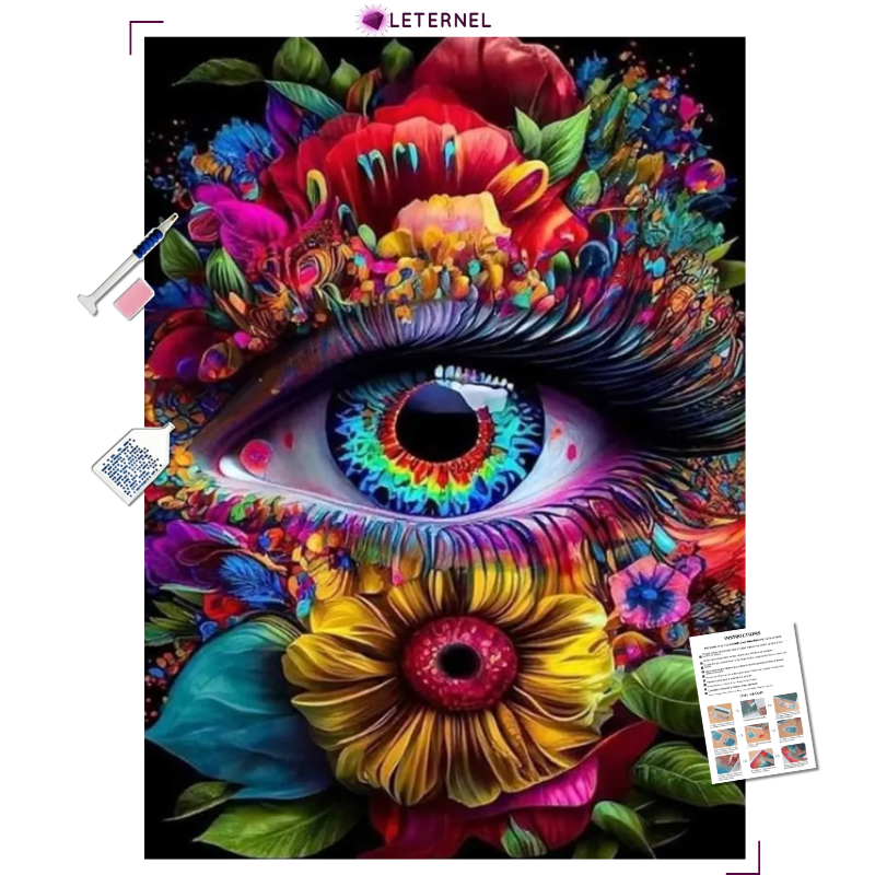 Broderie Diamant - Oeil floral