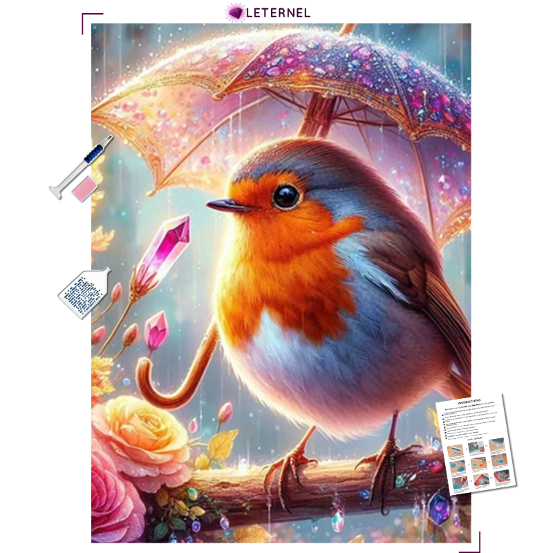 Broderie Diamant - Oiseau parapluie