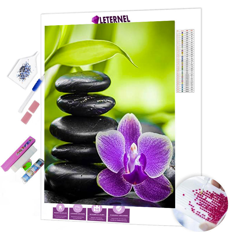 Broderie Diamant - Orchidée galet