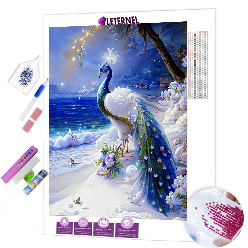 Broderie Diamant - Paon et cygnes
