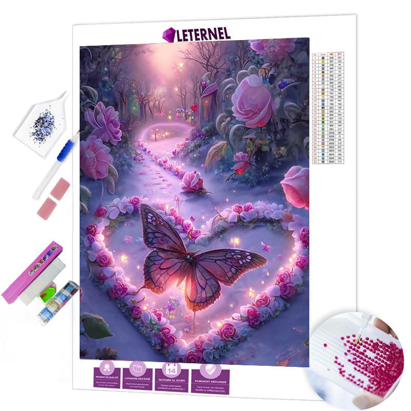 Broderie Diamant - Papillon coeur