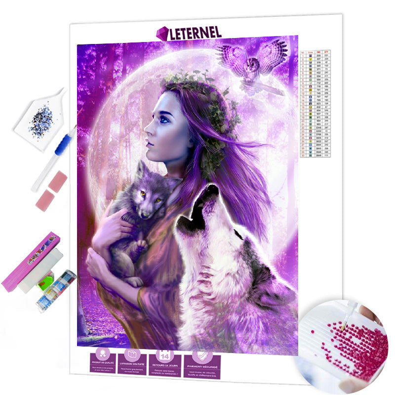 Broderie Diamant - Princesse loups