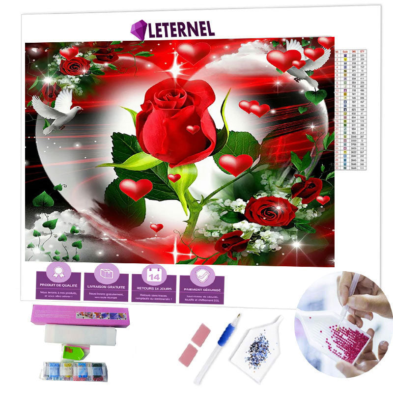 Broderie Diamant - Roses colombe