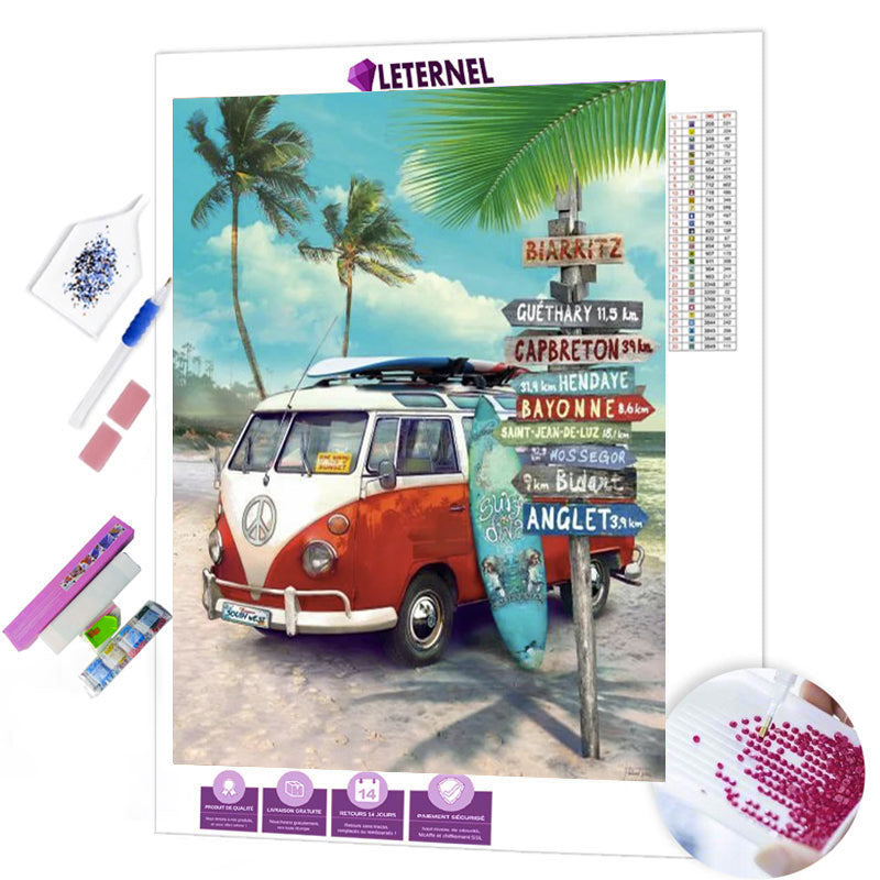 Broderie Diamant - Van surfer