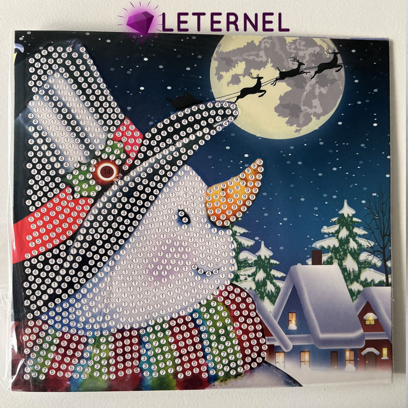 Cartes de Noël à broder - Bonhomme de neige