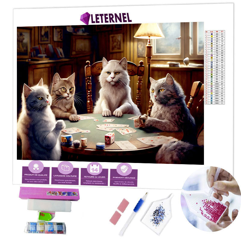 Broderie Diamant - Chats poker