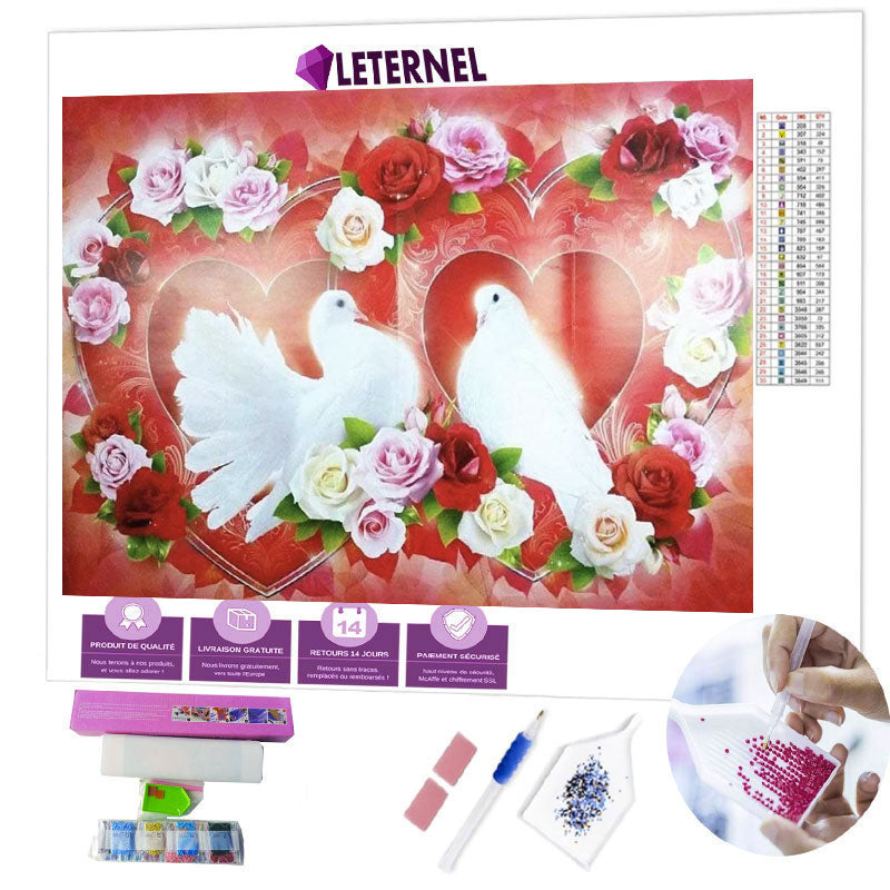 Broderie Diamant - Couple colombe