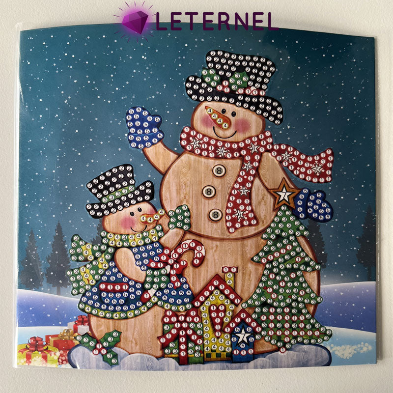 Cartes de Noël à broder - Famille bonhommes de neige