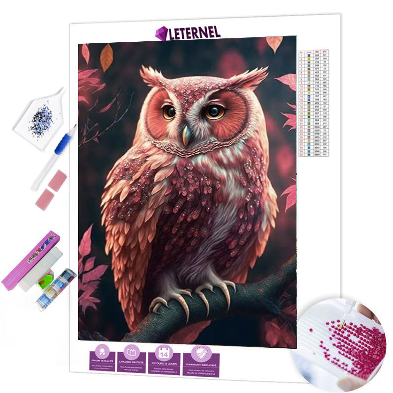 Broderie Diamant - Hibou pourpre