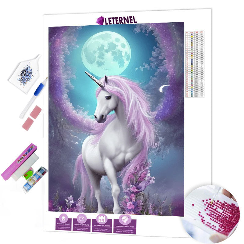 Broderie Diamant - Licorne pleine lune