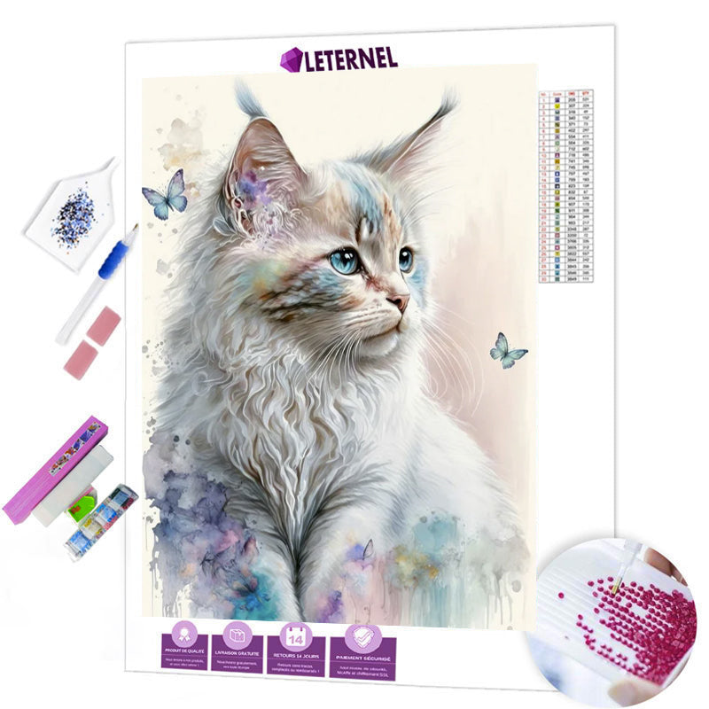 Broderie Diamant - Peinture Chat papillon