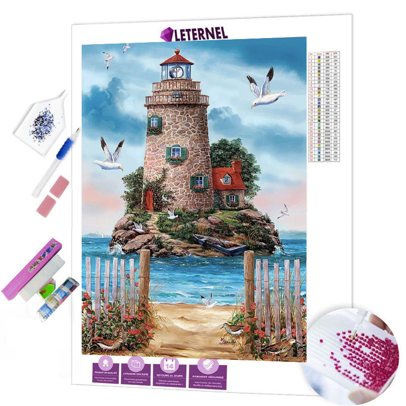 Broderie Diamant - Phare mouettes