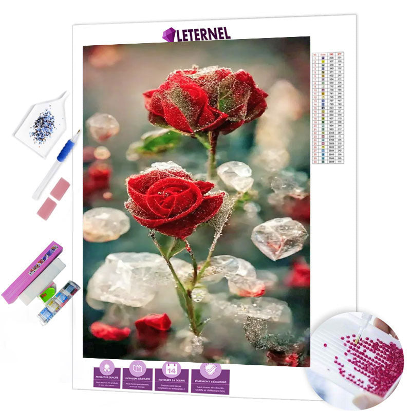 Broderie Diamant - Roses cristallisées