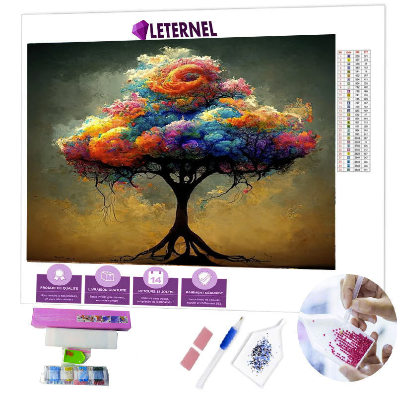 Broderie Diamant - Arbre aquarelle