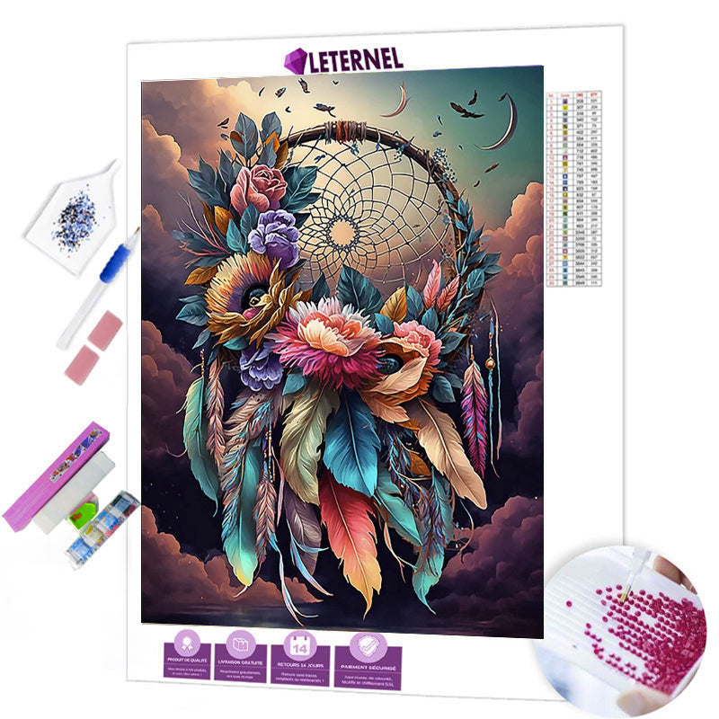 Broderie Diamant - Attrape rêve pourpre