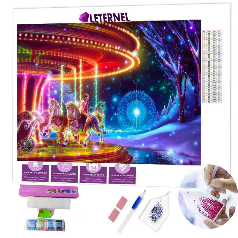 Broderie Diamant - Carrousel néon