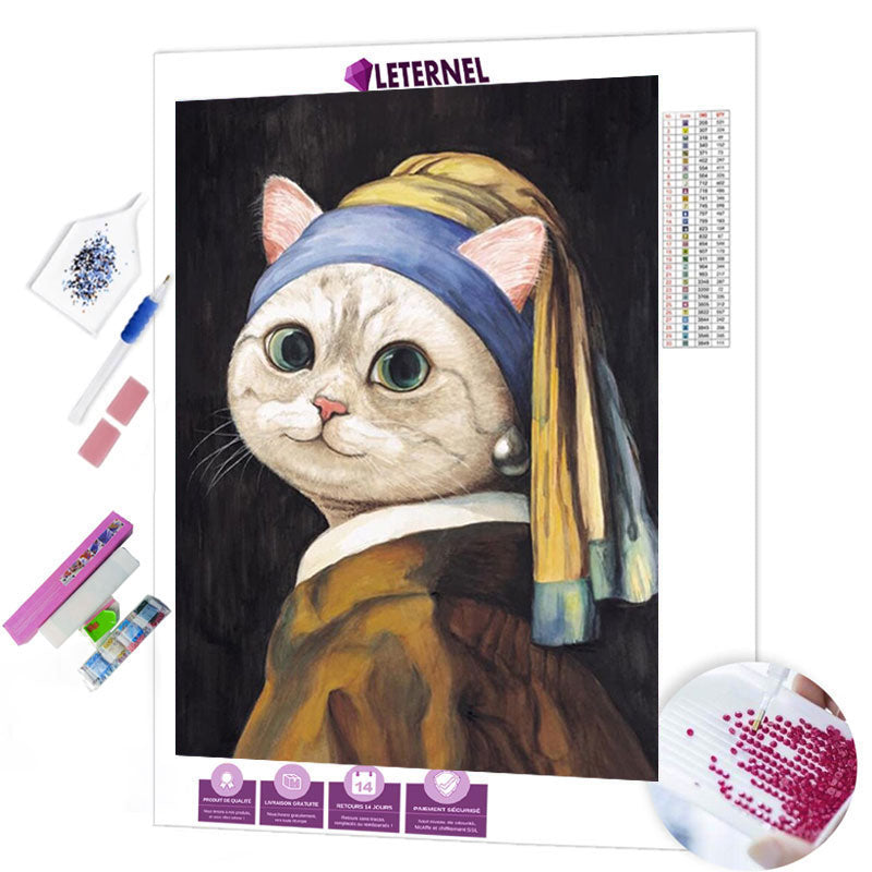 Broderie Diamant - Chat laitier