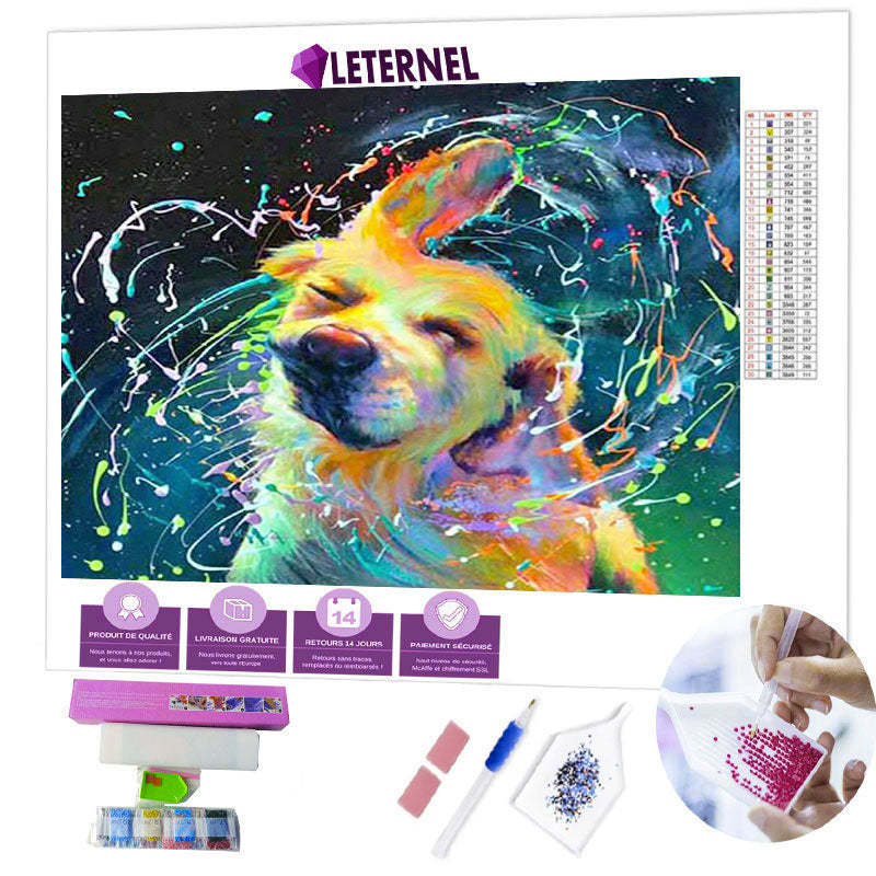 Broderie Diamant - Eclaboussure chien