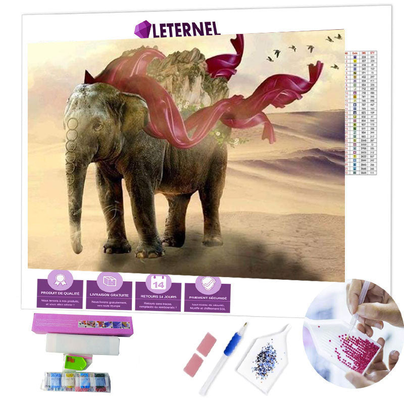 Broderie Diamant - Éléphant ancien