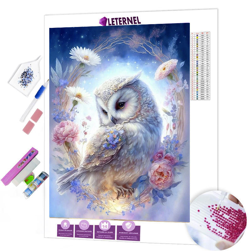 Broderie Diamant - Hibou floral