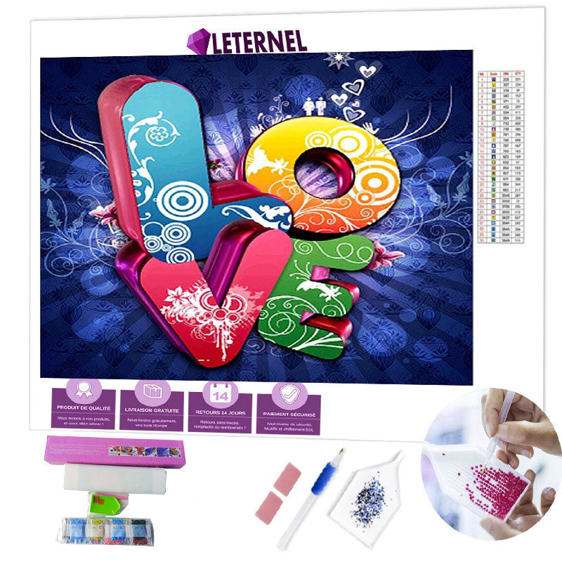 Broderie Diamant - Love couleur
