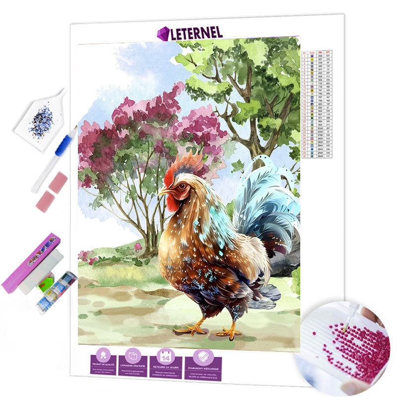 Broderie Diamant - Peinture coq