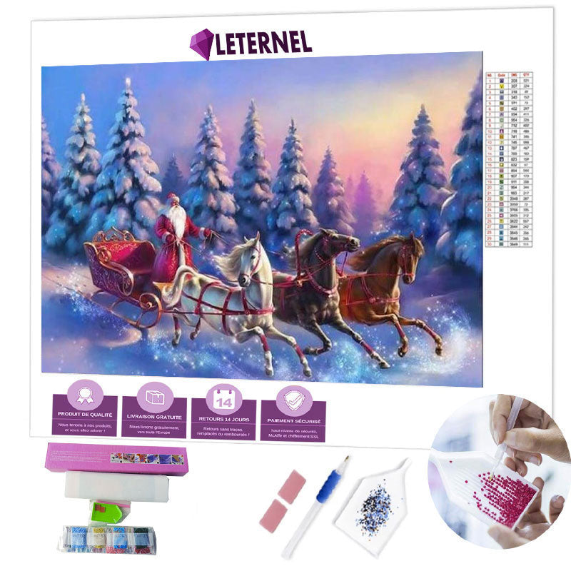 Broderie Diamant - Père Noël chevaux