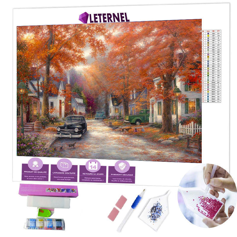 Broderie Diamant - Ruelle d'automne